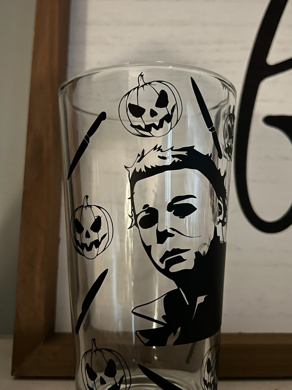 Halloween-Themed Black Graphic Glass Tumbler